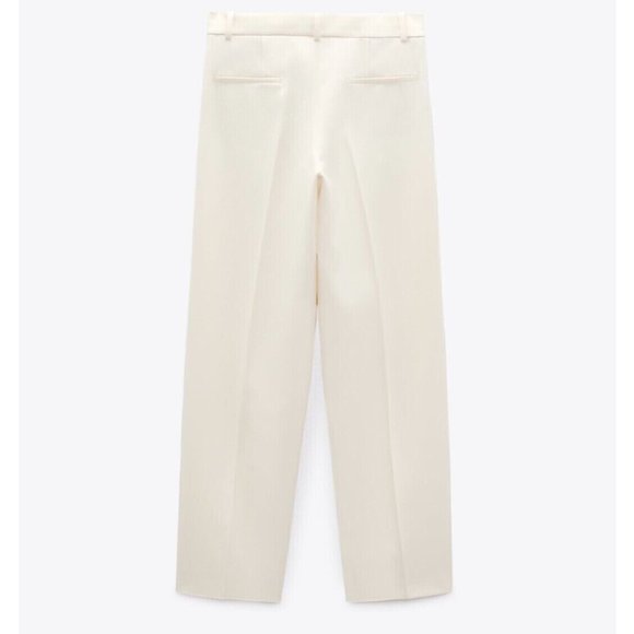 ZARA Oyster White Tuxedo The Masculine Trousers & Bustier Sweetheart Neckline